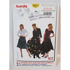 Vintage Burda 8031Sewing Pattern Misses' Semi Fitted Skirt Size 10 12 14 16 18 2